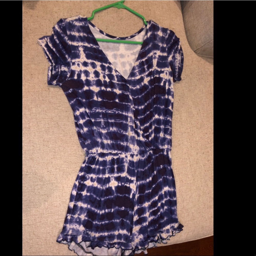 Blue and white romper